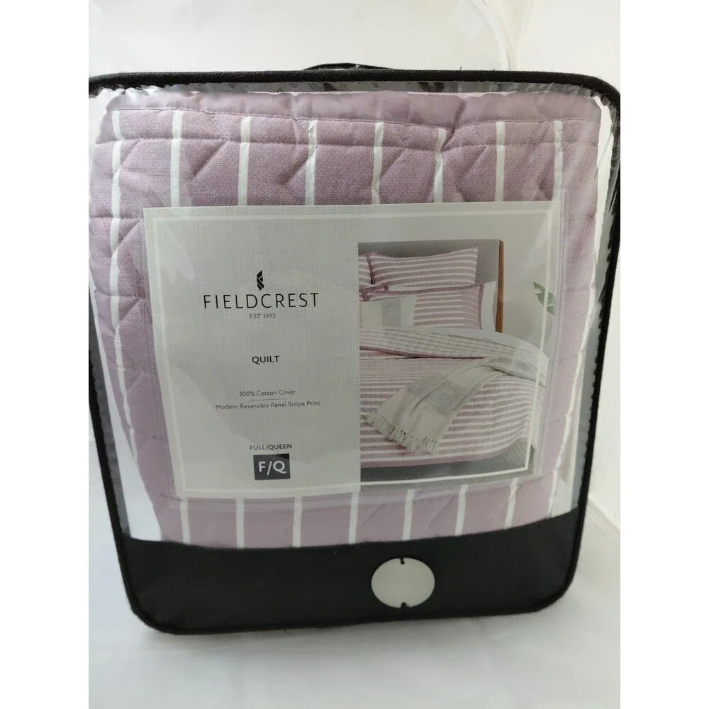 FIELDCREST Elderberry Purple Stripe Full/ Queen Bed Quilt, 90x96in $170 Retail